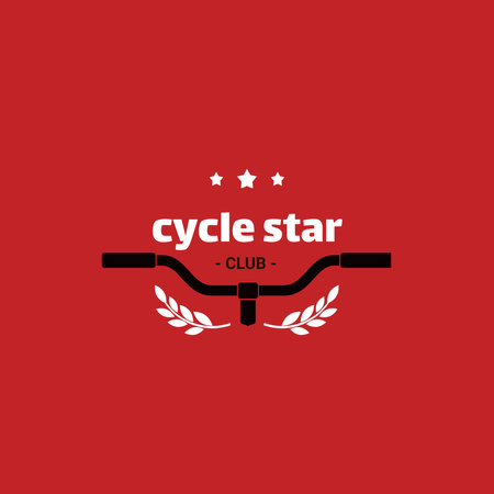 Cycling Club with Bicycle Wheel in Red Logo 1080x1080pxデザインテンプレート