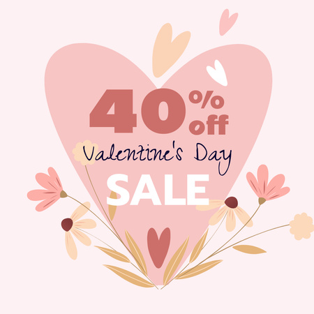 Valentine's Day sale with flowers Instagram Design Template