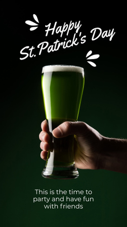 St. Patrick's Day Party with Beer Glass in Hand Instagram Story Design Template