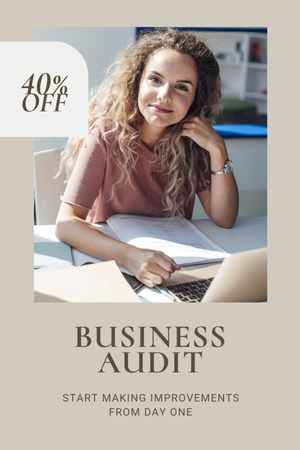Business Audit Services Ad Confident Businesswoman Flyer 4x6in Design Template