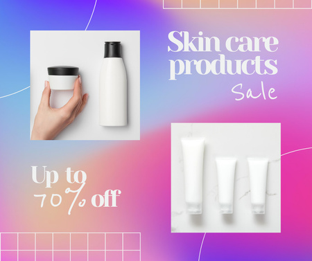 Ontwerpsjabloon van Facebook van Skincare Products Sale Offer with Cream Tubes
