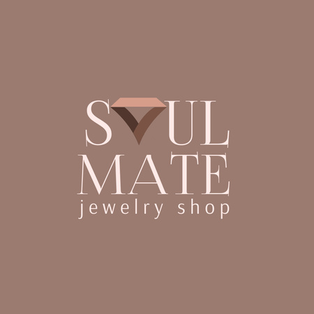 Jewelry Store Ad with Diamond on Pastel Logo Design Template