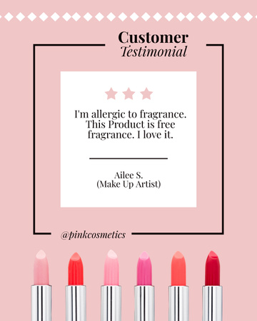 Designvorlage Customer Feedback on New Lipsticks für Instagram Post Vertical