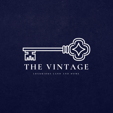 Real Estate Agency Emblem with Vintage Key Logo – шаблон для дизайну