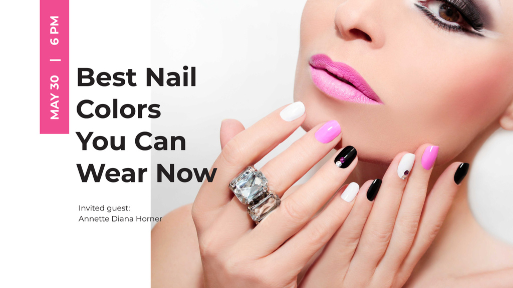 Female Hands with Pastel Nails for Manicure Trends FB event cover Design Template