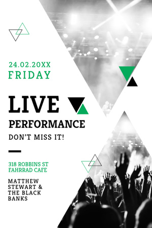Live Performance Announcement Crowd At Concert Postcard 4x6in Vertical Design Template