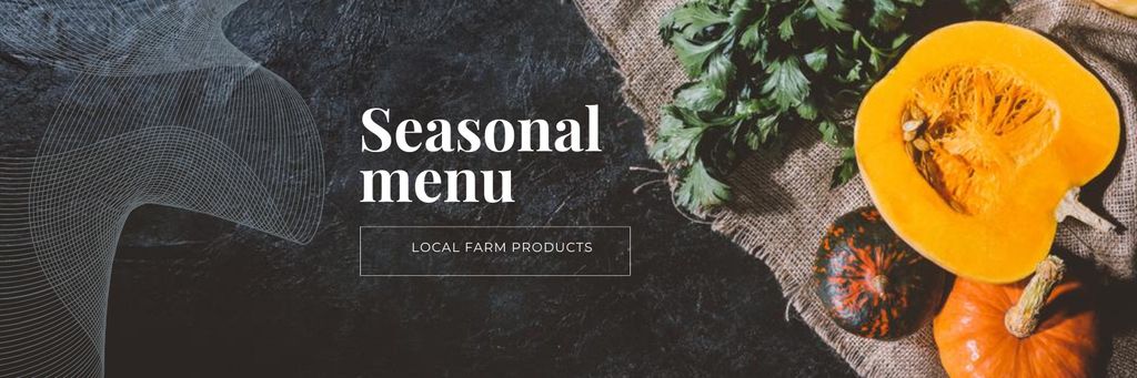Seasonal menu with Autumn Vegetables Twitter Design Template