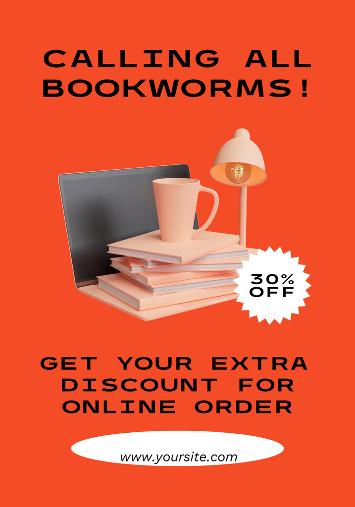 Book Special Sale Announcement with Discount Poster 28x40in Modelo de Design