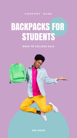 Oznámení o prodeji studentského batohu TikTok Video Šablona návrhu