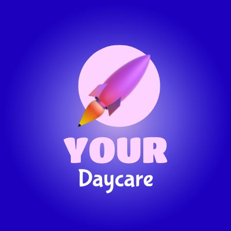 Daycare Services Emblem on Blue Animated Logo Design Template