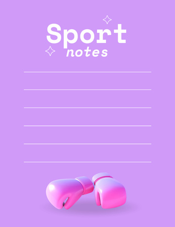 Designvorlage Boxing Planner With Gloves In Violet für Notepad 107x139mm