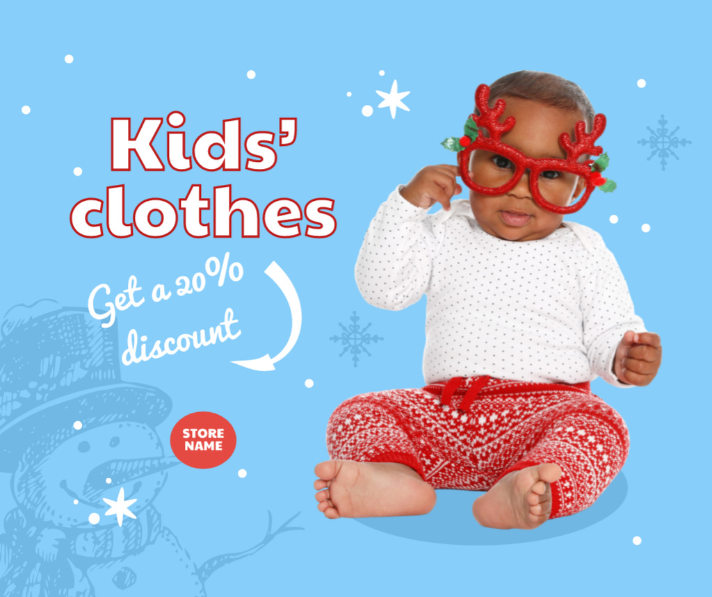 Kids' Clothes Sale on Christmas Facebook Design Template