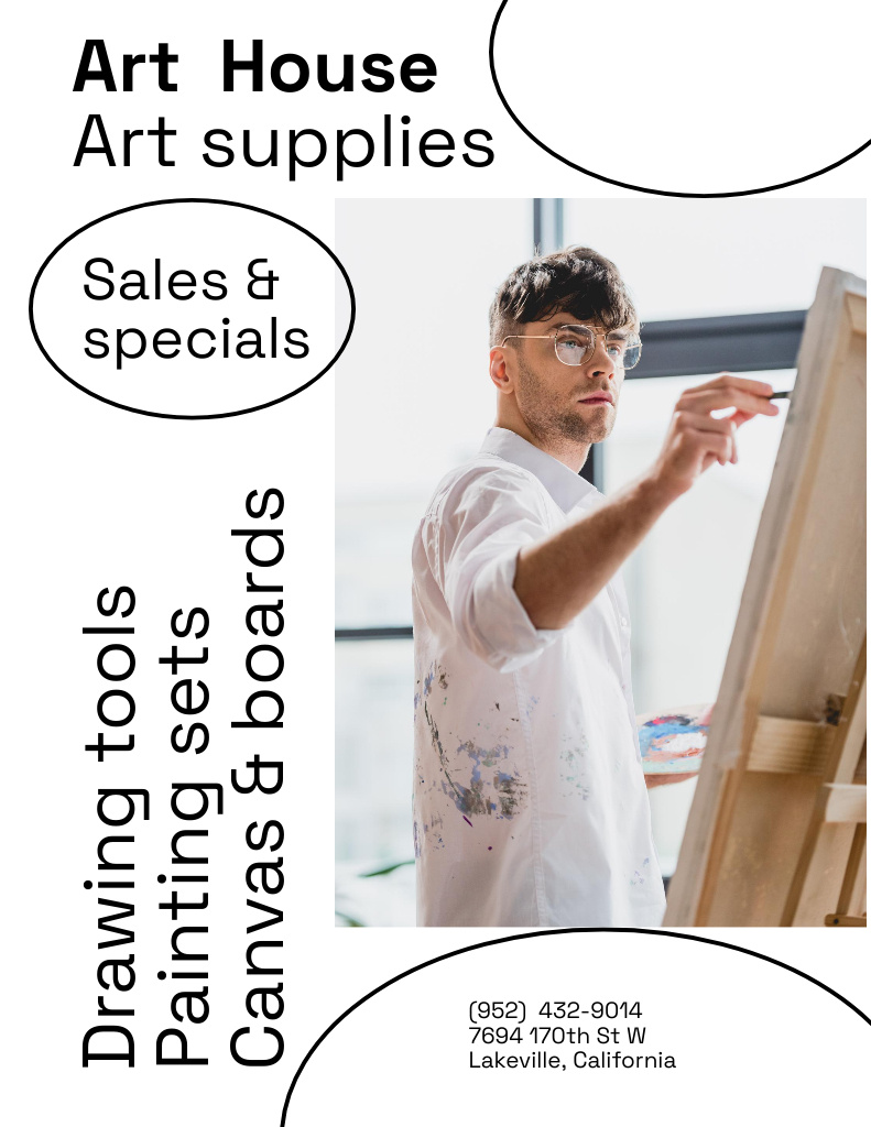 Affordable Art Supplies And Canvas Sale Offer Poster 8.5x11in Tasarım Şablonu