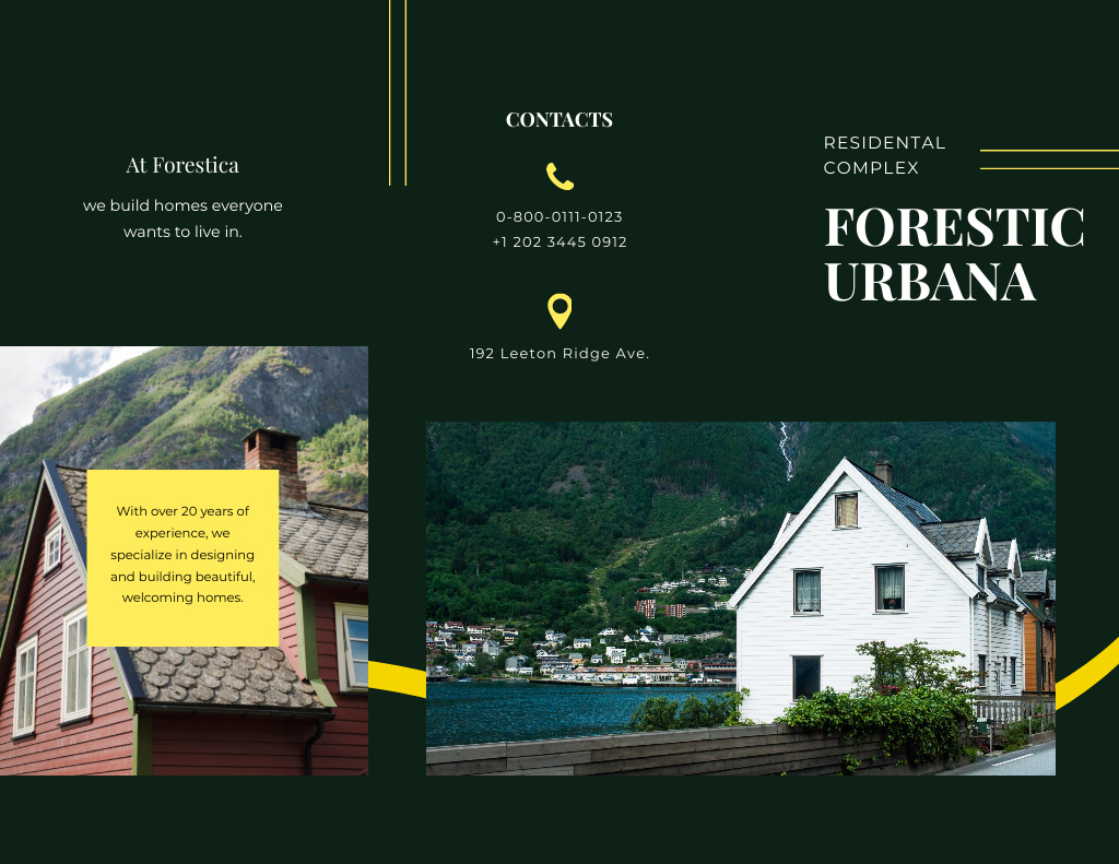 Modern Wooden Residential Complex Offer among the Forest Brochure 8.5x11in Design Template