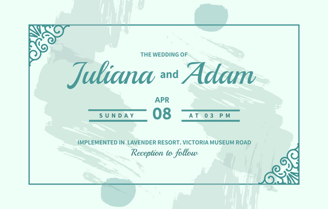 Abstract Blots And Lovely Wedding On Sunday Announcement Invitation 4.6x7.2in Horizontal Šablona návrhu