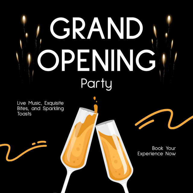 Grand Opening Champagne Party Announcement Instagram Šablona návrhu