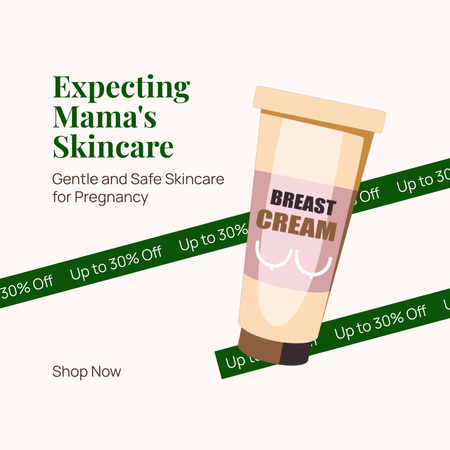 Discount on Breast Skin Care Cream for Pregnant Women Animated Post Design Template