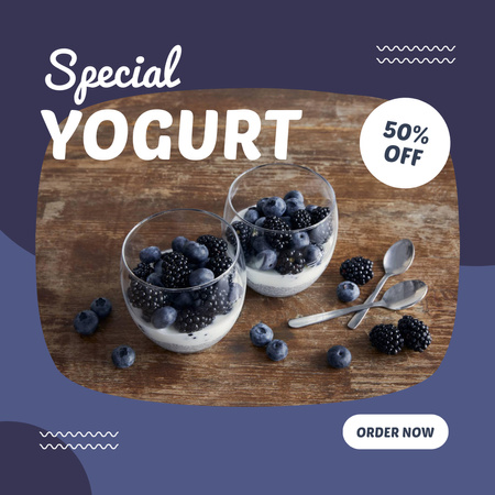 Yummy Yogurt with Blueberries Instagram tervezősablon