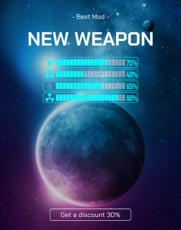 New Game Weapon Ad Poster 22x28in Design Template