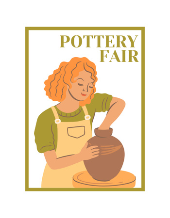 Ontwerpsjabloon van T-Shirt van Pottery Fair-aankondiging met illustratie