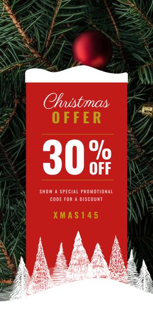 Christmas Offer with Decorated Fir Tree Flyer DIN Large Modelo de Design