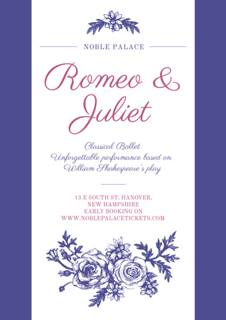 Designvorlage Romeo and Juliet ballet performance announcement für Flyer A4