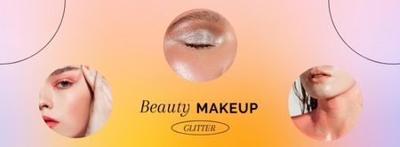 Beauty Cosmetics Ad with Glitter Facebook cover Design Template