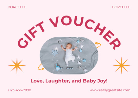 Designvorlage Geschenkgutschein zur Geburt eines Kleinkindes für Postcard 5x7in