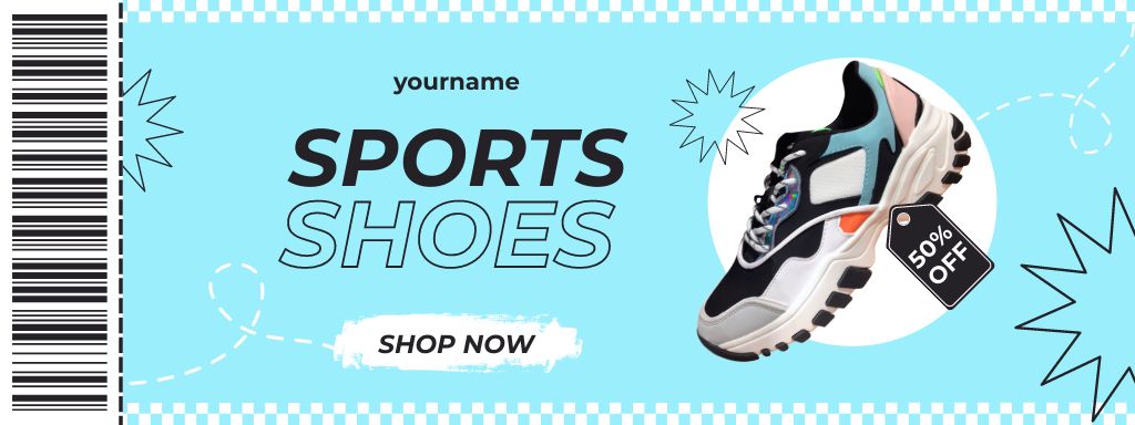 Convenient Running Shoes At Reduced Price Coupon Design Template