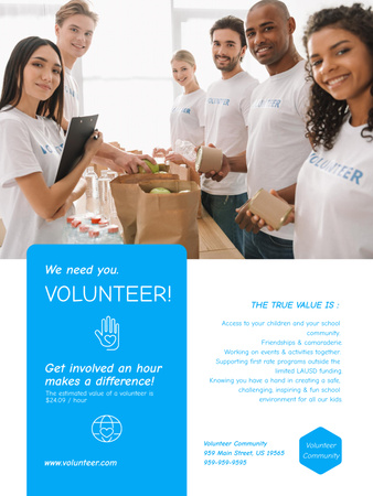Volunteers Gathering Items for Donation to People in Need Poster US Design Template