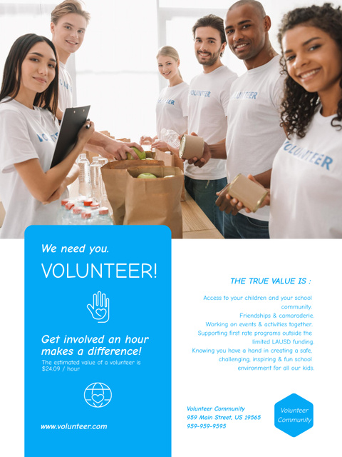 Volunteers Gathering Donations Poster US Design Template