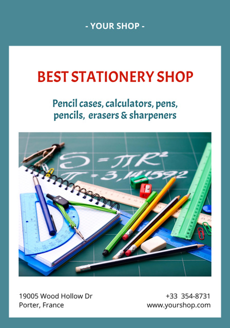 Stationery Shop Offer in Blue Poster 28x40in – шаблон для дизайну