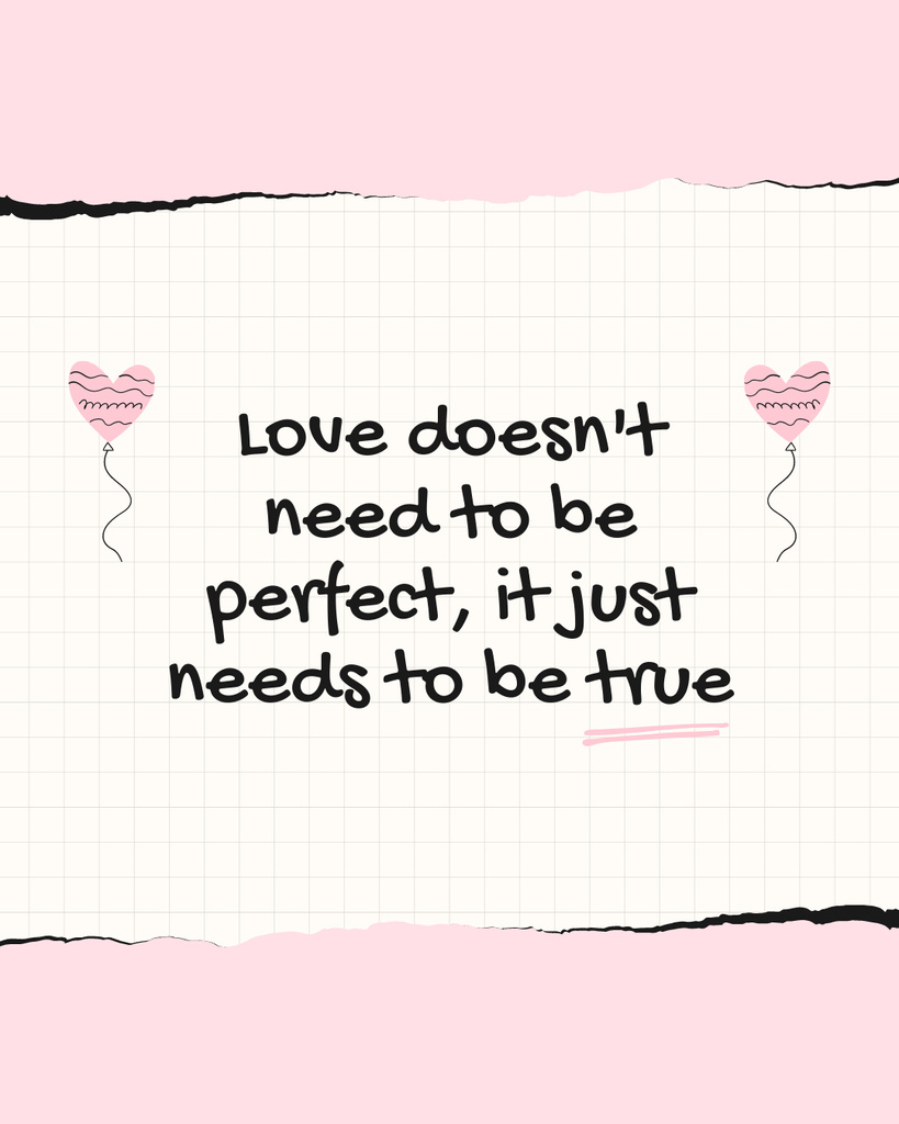 Quote about How True Love doesn't Need to be Perfect Instagram Post Vertical Modelo de Design