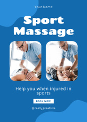 Sports Massage Services Advertisement on Blue