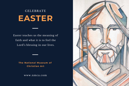 Easter Day Invitation with Christ Portrait Postcard 4x6in Modelo de Design