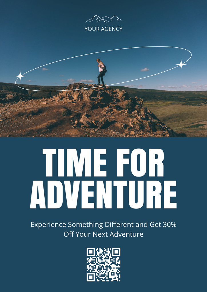 Szablon projektu Adventure Travel Offer on Blue Poster