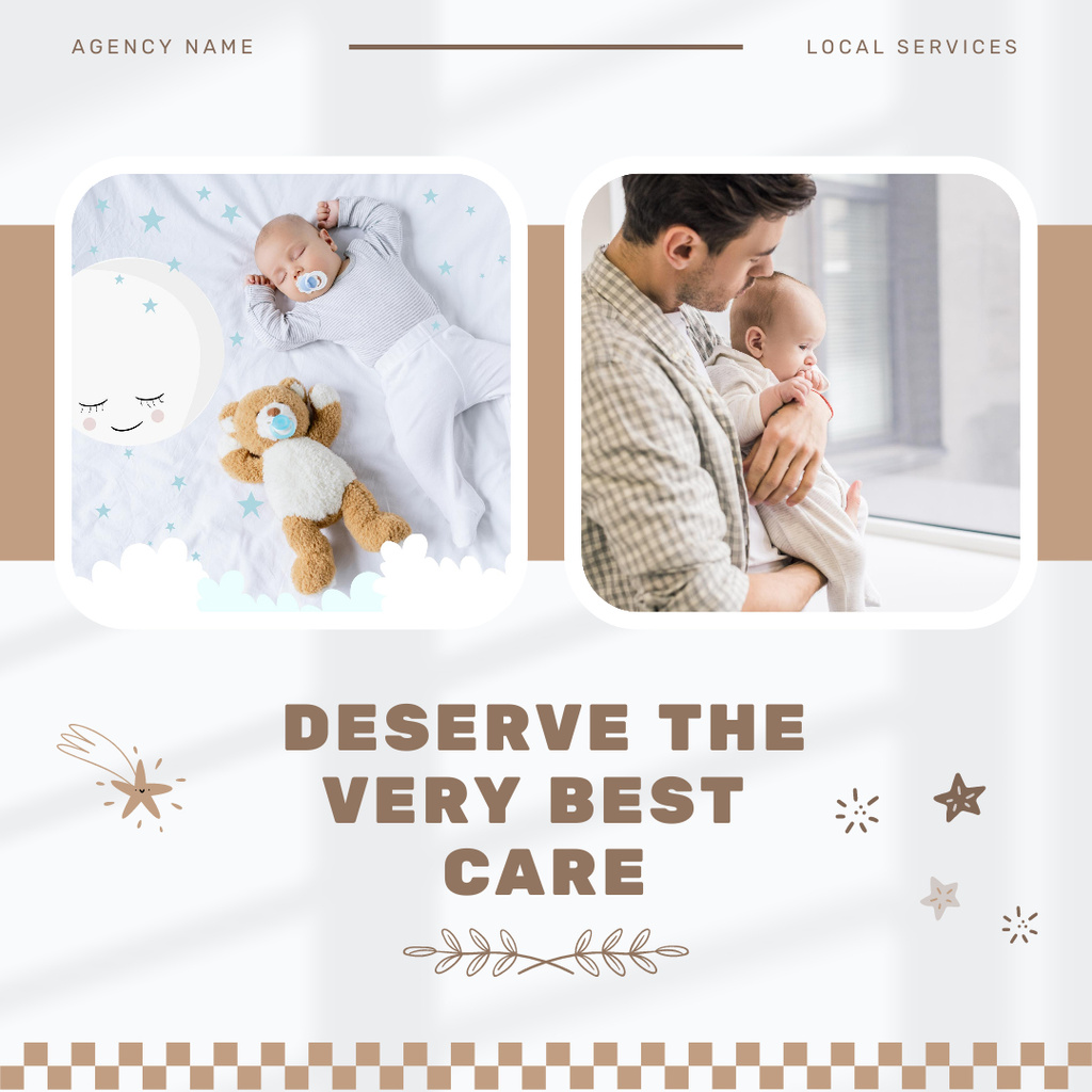 Dad Holding Newborn Baby in His Arms Instagram Design Template