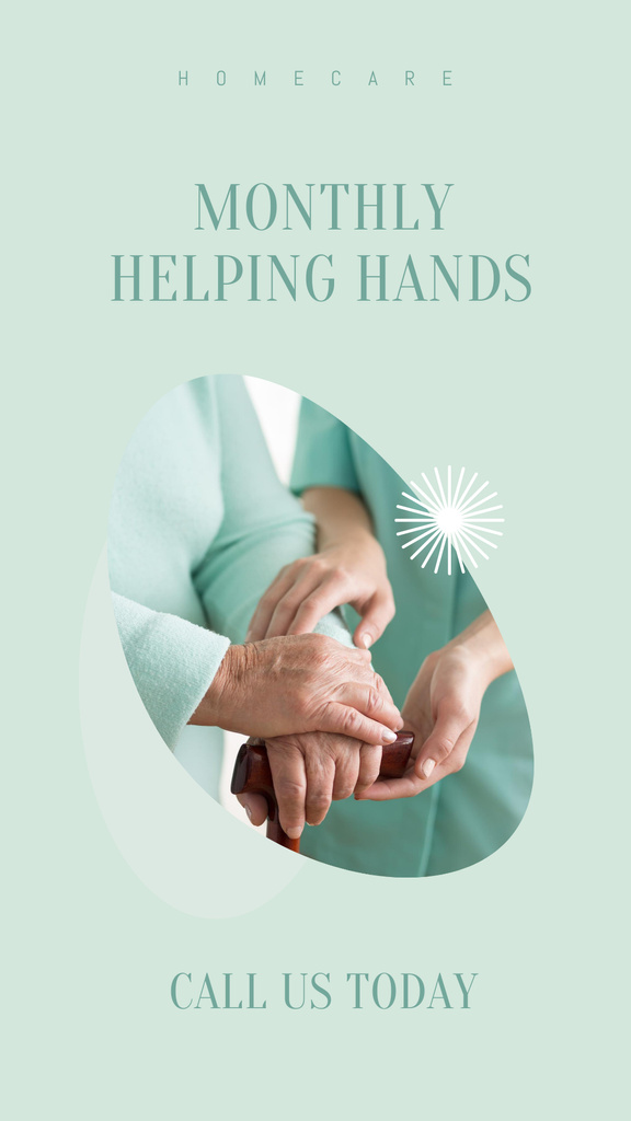 Modèle de visuel Providing Senior-Focused House Care Services In Green - Instagram Story