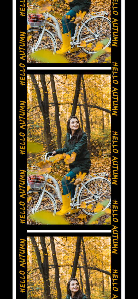 Lovely Autumn Inspiration with Woman Riding Bike Snapchat Geofilter Design Template