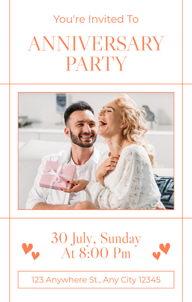 Romantic Anniversary Party Invitation 4.6x7.2inデザインテンプレート