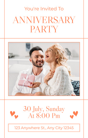 Romantic Anniversary Party Invitation 4.6x7.2in Design Template
