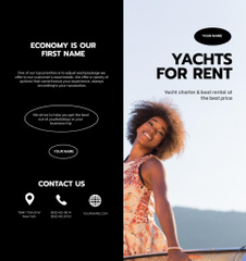 Yacht Rent Offer with Smiling African American Woman