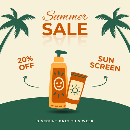 Designvorlage Summer Sale of Sunscreen Lotions für Instagram