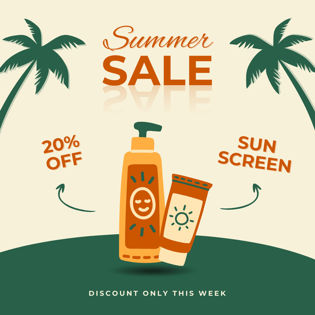 Designvorlage Summer Sale of Sunscreen Lotions für Instagram