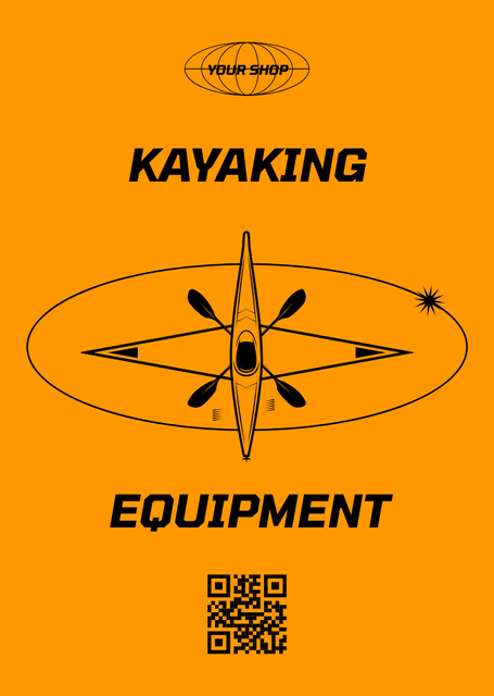 Kayaking Equipment Sale Offer Postcard A6 Vertical Design Template