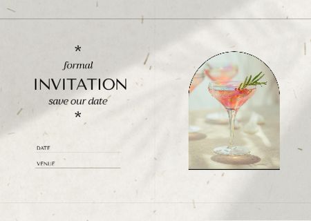 Wedding Day Announcement with Summer Cocktail Card Design Template