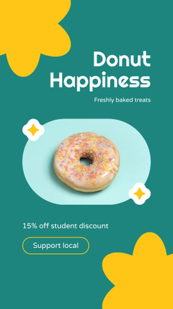 Студентська знижка на свіжоспечені пончики Instagram Video Story – шаблон для дизайну