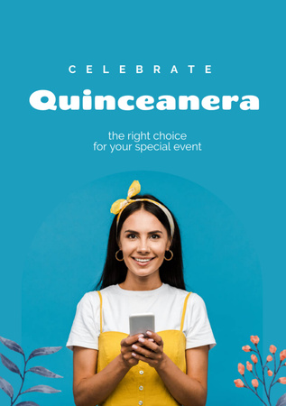 Platilla de diseño Announcement of Quinceañera with Girl on Blue Flyer A7