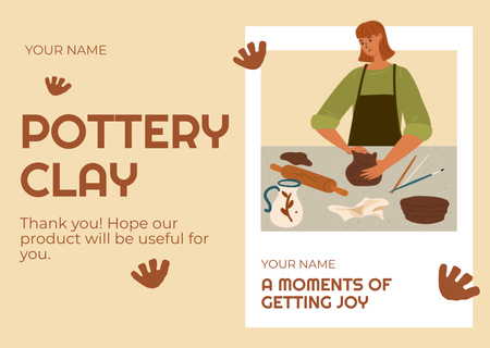 Pottery Clay Offer With Illustration Card Design Template