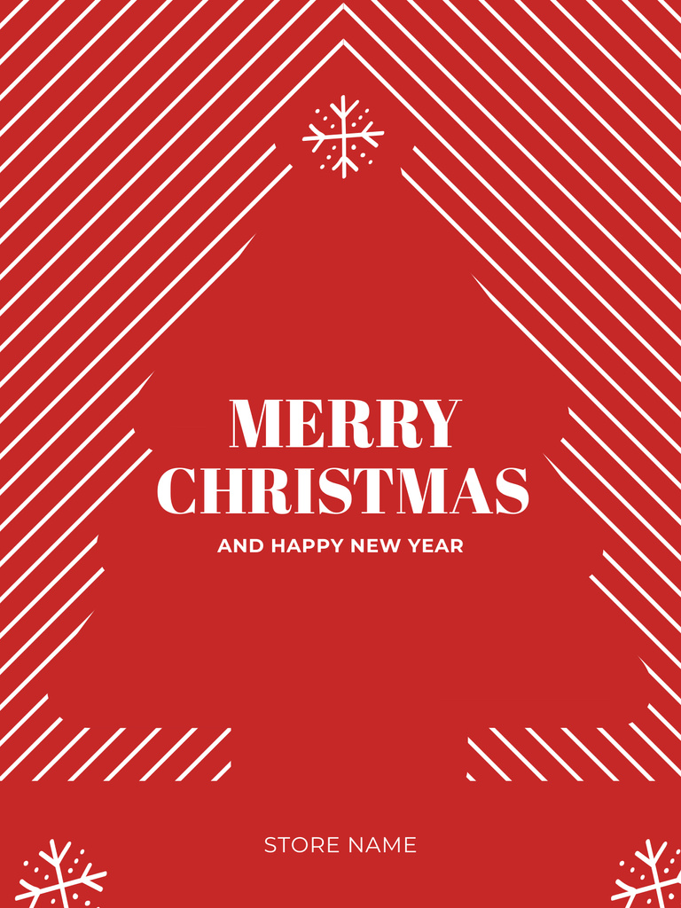 Ontwerpsjabloon van Poster US van Christmas and New Year with Red Tree Silhouette